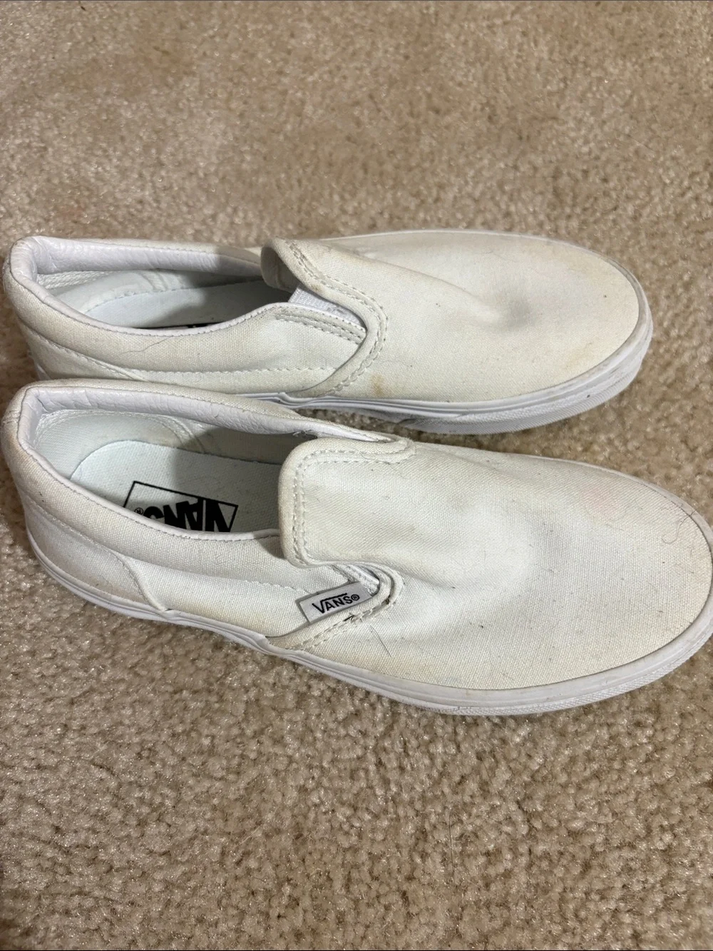 Vans Kids White Canvas Slip-On Sneakers